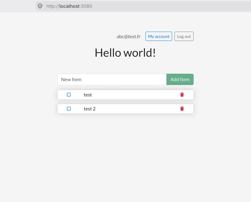 Task management interface of the application